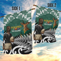 New Zealand South Africa Rugby Garden Flag Springboks Kente All Black Maori Together - Polynesian Pride