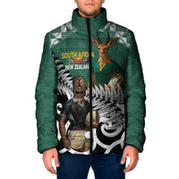 New Zealand South Africa Rugby Custom Padded Jacket Springboks Kente All Black Maori Together - Polynesian Pride