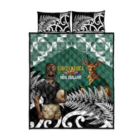 New Zealand South Africa Rugby Quilt Bed Set Springboks Kente All Black Maori Together - Polynesian Pride