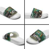 New Zealand South Africa Rugby Slide Sandals Springboks Kente All Black Maori Together - Polynesian Pride