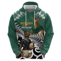 New Zealand South Africa Rugby Custom Zip Hoodie Springboks Kente All Black Maori Together - Polynesian Pride