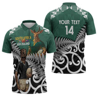New Zealand South Africa Rugby Custom Zipper Polo Shirt Springboks Kente All Black Maori Together - Polynesian Pride