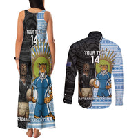 New Zealand Argentina Rugby Custom Couples Matching Tank Maxi Dress and Long Sleeve Button Shirt 2025 Los Pumas All Black Together - Polynesian Pride