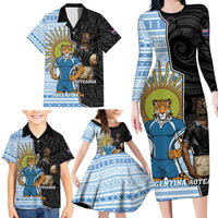 New Zealand Argentina Rugby Custom Family Matching Long Sleeve Bodycon Dress and Hawaiian Shirt 2025 Los Pumas All Black Together - Polynesian Pride