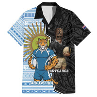 New Zealand Argentina Rugby Custom Family Matching Off The Shoulder Long Sleeve Dress and Hawaiian Shirt 2025 Los Pumas All Black Together - Polynesian Pride