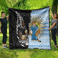 New Zealand Argentina Rugby Quilt 2025 Los Pumas All Black Together - Polynesian Pride