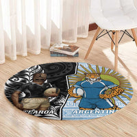 New Zealand Argentina Rugby Round Carpet 2025 Los Pumas All Black Together - Polynesian Pride