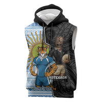 New Zealand Argentina Rugby Custom Sleeveless Hoodie 2025 Los Pumas All Black Together - Polynesian Pride