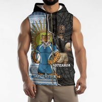 New Zealand Argentina Rugby Custom Sleeveless Zip Hoodie 2025 Los Pumas All Black Together - Polynesian Pride