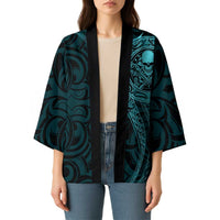 New Zealand Skull Darts Kimono Aotearoa Maori Chest Tattoo Stylized Teal - Polynesian Pride