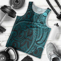 New Zealand Skull Darts Men Tank Top Aotearoa Maori Chest Tattoo Stylized Teal - Polynesian Pride