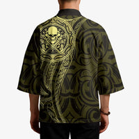 New Zealand Skull Darts Kimono Aotearoa Maori Chest Tattoo Stylized Gold - Polynesian Pride