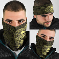 New Zealand Skull Darts Neck Gaiter Aotearoa Maori Chest Tattoo Stylized Gold - Polynesian Pride