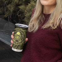 New Zealand Skull Darts Tumbler Cup Aotearoa Maori Chest Tattoo Stylized Gold - Polynesian Pride
