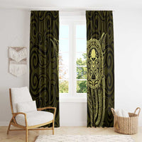 New Zealand Skull Darts Window Curtain Aotearoa Maori Chest Tattoo Stylized Gold - Polynesian Pride