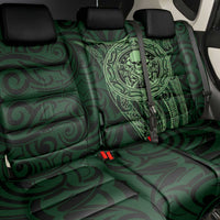 New Zealand Skull Darts Back Car Seat Cover Aotearoa Maori Chest Tattoo Stylized Green - Polynesian Pride