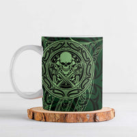 New Zealand Skull Darts Ceramic Mug Aotearoa Maori Chest Tattoo Stylized Green - Polynesian Pride