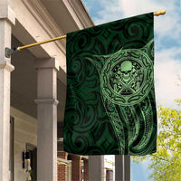 New Zealand Skull Darts Garden Flag Aotearoa Maori Chest Tattoo Stylized Green - Polynesian Pride