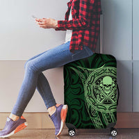 New Zealand Skull Darts Luggage Cover Aotearoa Maori Chest Tattoo Stylized Green - Polynesian Pride