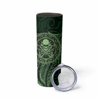 New Zealand Skull Darts Skinny Tumbler Aotearoa Maori Chest Tattoo Stylized Green - Polynesian Pride