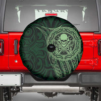 New Zealand Skull Darts Spare Tire Cover Aotearoa Maori Chest Tattoo Stylized Green - Polynesian Pride
