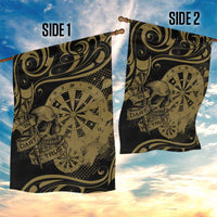 New Zealand Darts Garden Flag Skull In Dart We Trust Maori Pattern - Polynesian Pride
