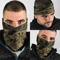 New Zealand Darts Neck Gaiter Skull In Dart We Trust Maori Pattern - Polynesian Pride