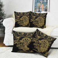 New Zealand Darts Pillow Cover Skull In Dart We Trust Maori Pattern - Polynesian Pride