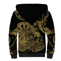 New Zealand Darts Sherpa Hoodie Skull In Dart We Trust Maori Pattern - Polynesian Pride