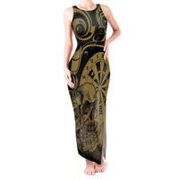 New Zealand Darts Tank Maxi Dress Skull In Dart We Trust Maori Pattern - Polynesian Pride