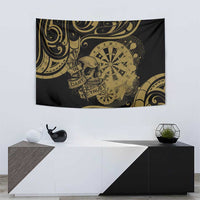 New Zealand Darts Tapestry Skull In Dart We Trust Maori Pattern - Polynesian Pride
