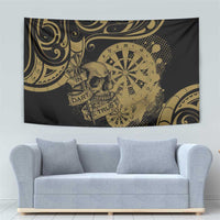 New Zealand Darts Tapestry Skull In Dart We Trust Maori Pattern - Polynesian Pride