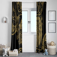 New Zealand Darts Window Curtain Skull In Dart We Trust Maori Pattern - Polynesian Pride