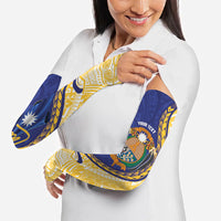 Personalised Nauru Angam Day Arm Sleeves Naoero Frigatebird With Flag Proud
