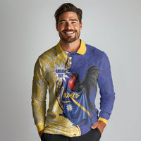 Personalised Nauru Angam Day Long Sleeve Polo Shirt Naoero Frigatebird With Flag Proud