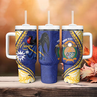 Personalised Nauru Angam Day Tumbler With Handle Naoero Frigatebird With Flag Proud