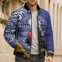 Magnificent Frigatebird Nauru Bomber Puffer Jacket Pandanus Weaving Polynesian Pattern