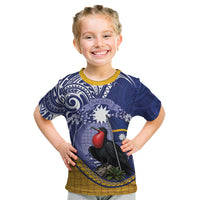 Magnificent Frigatebird Nauru Kid T Shirt Pandanus Weaving Polynesian Pattern