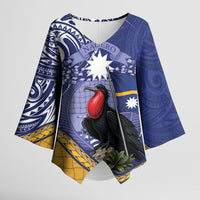 Magnificent Frigatebird Nauru Kimono Sleeve Blouse Pandanus Weaving Polynesian Pattern
