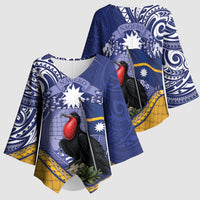 Magnificent Frigatebird Nauru Kimono Sleeve Blouse Pandanus Weaving Polynesian Pattern