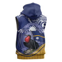 Magnificent Frigatebird Nauru Sleeveless Zip Hoodie Pandanus Weaving Polynesian Pattern