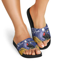 Magnificent Frigatebird Nauru Slide Sandals Pandanus Weaving Polynesian Pattern