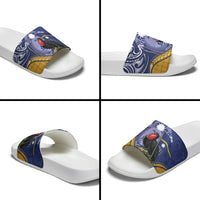Magnificent Frigatebird Nauru Slide Sandals Pandanus Weaving Polynesian Pattern