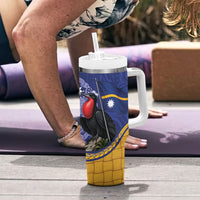 Magnificent Frigatebird Nauru Tumbler With Handle Pandanus Weaving Polynesian Pattern
