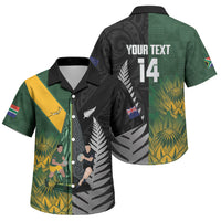 New Zealand and South Africa Rugby Custom Family Matching Short Sleeve Bodycon Dress and Hawaiian Shirt Ultimate Rivalry All Black Springboks