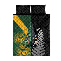 New Zealand and South Africa Rugby Quilt Bed Set Ultimate Rivalry All Black Springboks