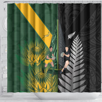 New Zealand and South Africa Rugby Shower Curtain Ultimate Rivalry All Black Springboks
