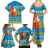 Tuvalu Christmas Family Matching Summer Maxi Dress and Hawaiian Shirt Cute Santa Manuia te Kilisimasi - Polynesian Pride