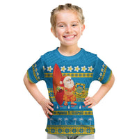 Tuvalu Christmas Kid T Shirt Cute Santa Manuia te Kilisimasi - Polynesian Pride