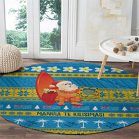 Tuvalu Christmas Round Carpet Cute Santa Manuia te Kilisimasi - Polynesian Pride